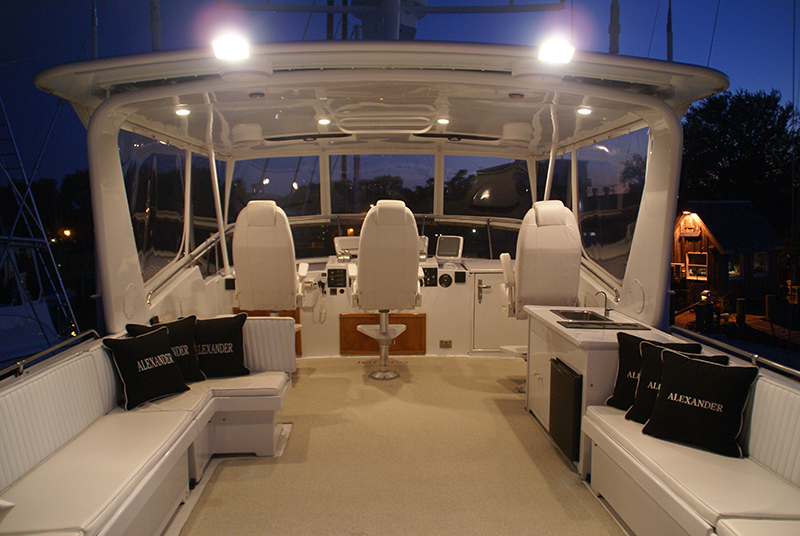 Atlantic Towers® HiLine hardtop installed on a powerboat