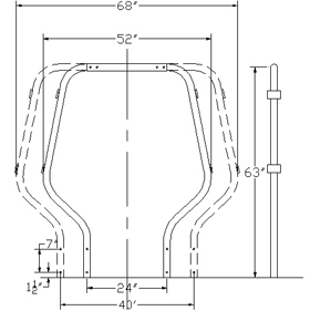 Transom mounted arch drawing with mounting and spacing reference