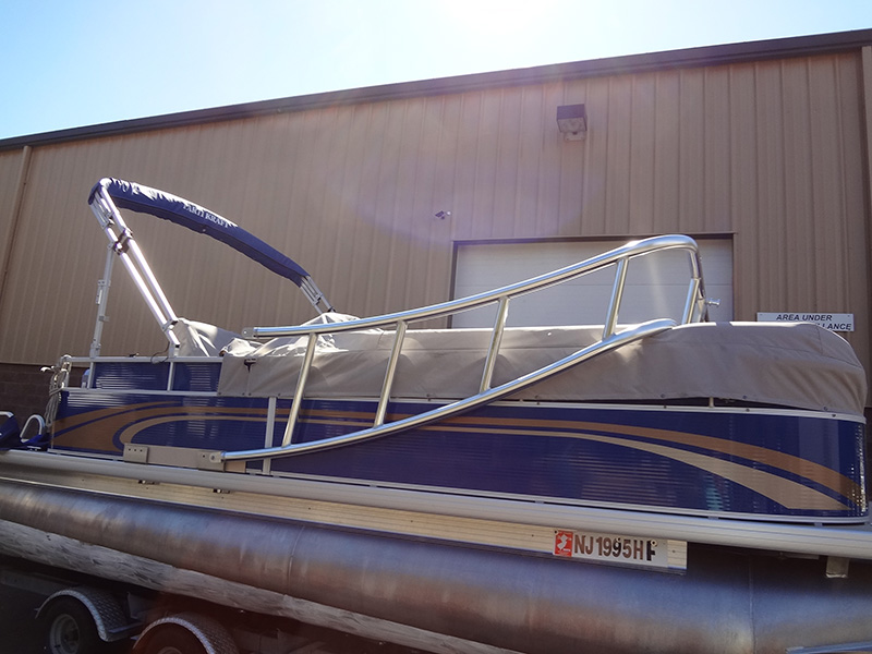 Pontoon Arch folded aft for low-clearance storage