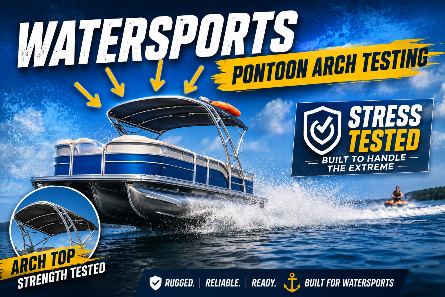 Pontoon Arch watersports testing visual showing high-load recreational use