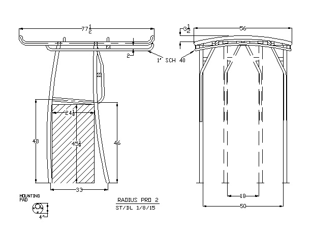 Radius® Pro T-Top geometry drawing