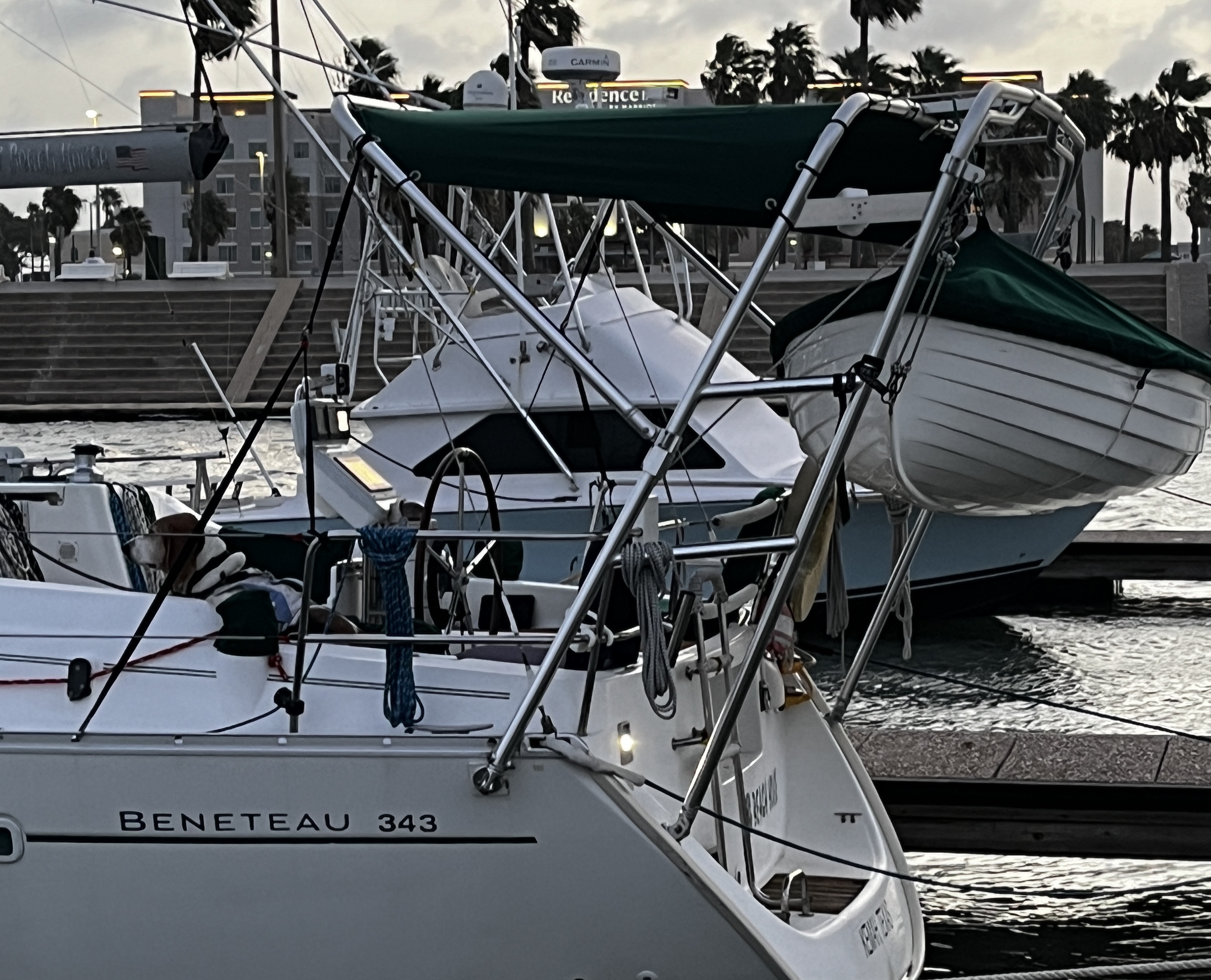 Sail Arch installation with davits on a Beneteau 343