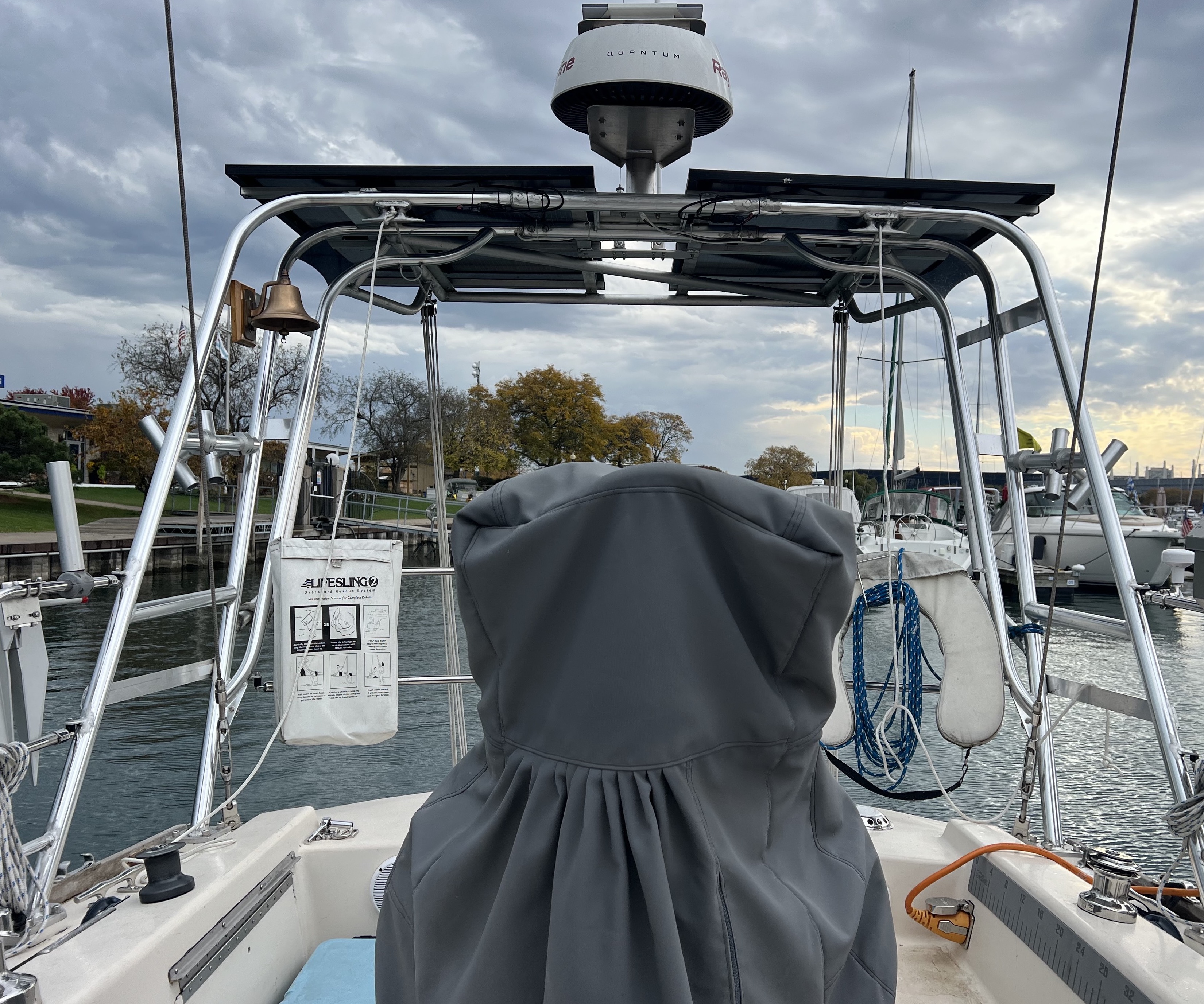 Sail Arch installation on a Bruce Roberts 44 offshore sailboat