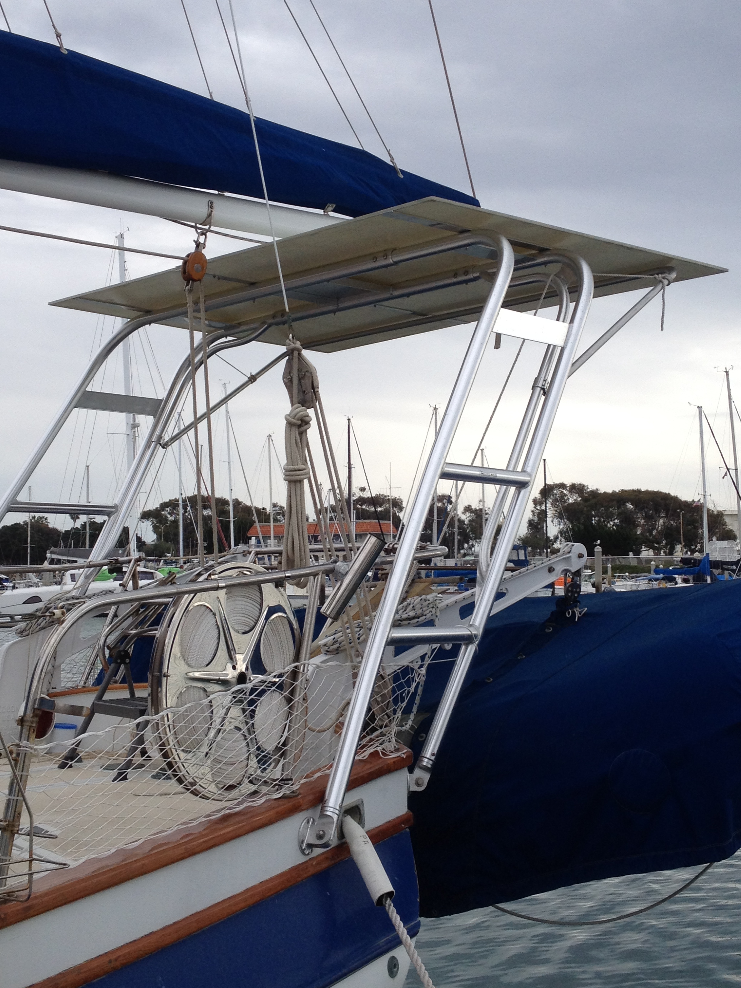 Sail Arch installation on a Down East 45 ketch